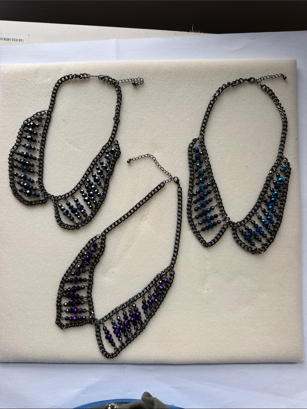 3Fashion beads  Necklace - Black Chain with Blue/Purple Accents|16”